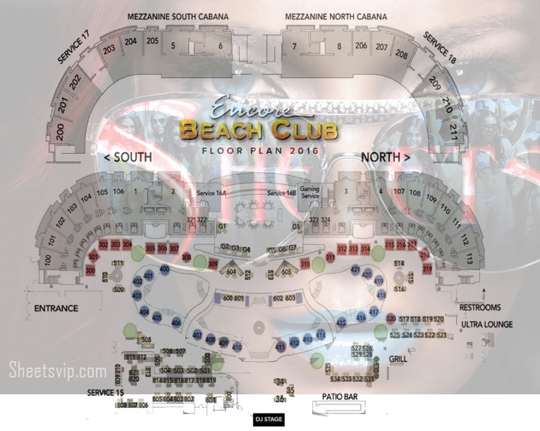 Encore Beach Club Cabana Bottle Service Sheets Vip