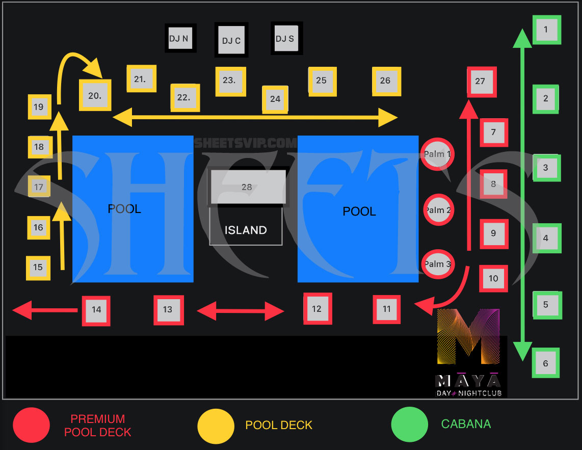 Maya Dayclub Floor Map